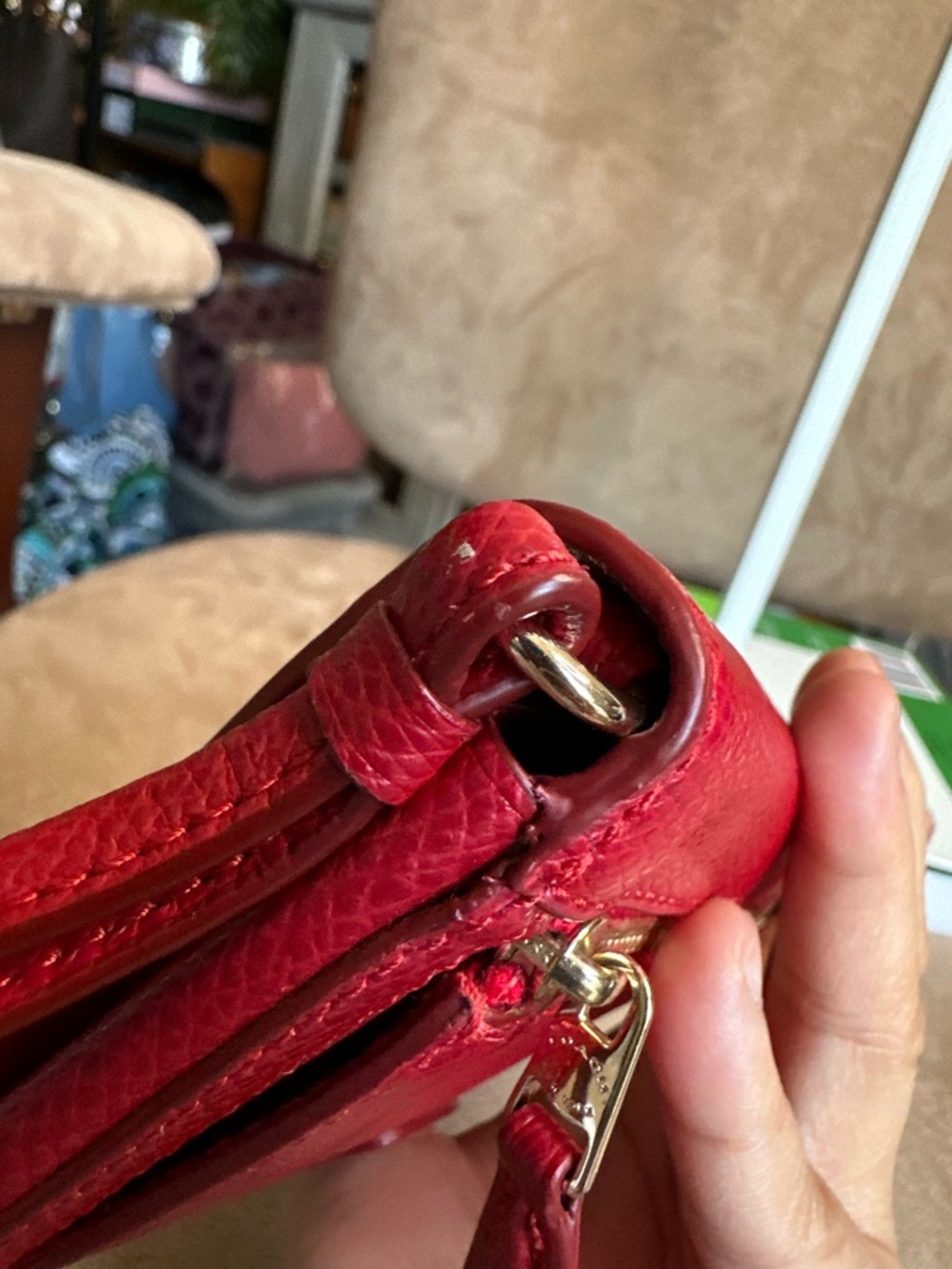 #44. Coach Phone Clutch Red Leather F53977 Very Good Condition - Picture 12 of 12